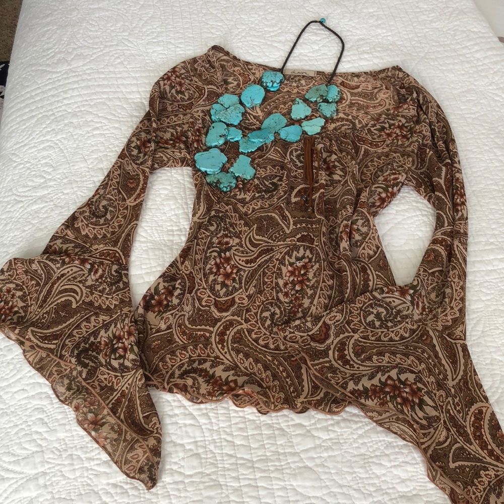 Brown bell Sleeve Blouse size medium by Demore